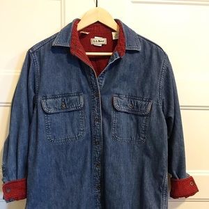 L L Bean woman’s Levi shirt lined with flannel.